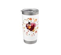 Joyeux Thanksgiving pour la fête de la dinde, dîner familial, automne Gobelet isotherme en acier inoxydable double paroi