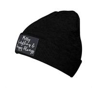 Joyeux Tout Et Toujours Heureux Homme Femme Hiver Chapeaux Bonnets De Ski Chaud Bonnets Tricoté Doux Bonnet d'hiver pour Ski Patinage Quotidien