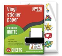 JOYEZA Papier Vinyle Autocollant Imprimable Pour Imprimante À Jet D'encre - 25 Feuilles Blanc Mat Imperméable, Séchage Rapide, Couleurs Vives - Imprimante À Encre Et Laser