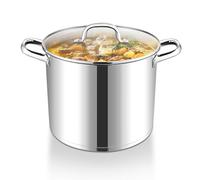 Joyfair Casserole en acier inoxydable de 9,5 l avec couvercle en verre, 3 couches, fond stable, pour tous les types de cuisinières, grande quantité, passe au lave-vaisselle