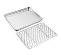 Joyfair grande Plaque de cuisson en acier inoxydable avec grille de refroidissement et à gâteau, 40 x 30 x 2,5 cm, pour rôti/refroidissement