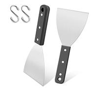 Joyfair Lot de 2 grattoirs à Grille en Acier Inoxydable à Bord incliné pour Service Alimentaire/Cuisine/Nettoyage, idéal pour Barbecue intérieur et extérieur, poignée ABS, Passe au Lave-Vaisselle