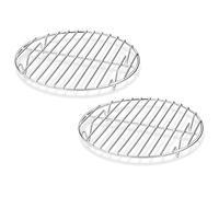 Joyfair Lot de 2 grilles de refroidissement rondes en acier inoxydable - Pour cuisson à la vapeur - Sain et durable - Passe au four et au lave-vaisselle - Métal argenté - 19 cm
