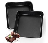 Joyfair Lot de 2 moules à gâteau carrés de 20,3 cm en acier inoxydable avec surface antiadhésive, idéal pour rôtir du pain, des lasagnes, des brownies, du bœuf, facile à démouler et à nettoyer, 21 cm