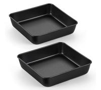 Joyfair Lot de 2 moules à gâteau carrés, en acier inoxydable, avec revêtement anti-adhésif, 21 x 21 x 5 cm, parfaits pour brownies, lasagnes, gâteaux, sains et durables, faciles à nettoyer, JF1259