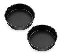 Joyfair Lot de 2 moules à gâteau ronds antiadhésifs de 20 cm de profondeur - 5 cm de profondeur - Pour anniversaire, mariage, Noël, gâteaux stratifiés - Cœur en acier inoxydable et design monobloc