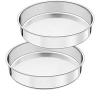 Joyfair Lot de 2 moules à gâteau ronds en acier inoxydable de 24,9 cm pour rôtir, moule monobloc et côté droit, finition miroir et passe au lave-vaisselle (25 cm)