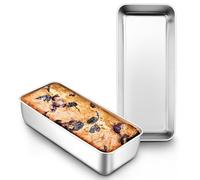 Joyfair Lot de 2 moules à pain rectangulaires en acier inoxydable - 31,2 cm - 7,5 cm de profondeur - Pour pain, gâteau, toast, sain et non toxique - Facile à nettoyer et passe au lave-vaisselle