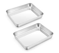 Joyfair - Lot de 2 petites plaques de cuisson - En acier inoxydable - Rectangulaires - Pour cuire, servir, rôtir - Non toxique et sain - Passe au four et au lave-vaisselle - 23,8 x 18 x 5 cm