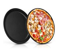 Joyfair Lot de 2 plaques à pizza rondes en acier inoxydable de 30 cm avec revêtement antiadhésif pour cuire et servir, non toxique et sain, durable et facile à nettoyer, noyau en acier inoxydable