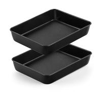 Joyfair Lot de 2 plaques de cuisson rectangulaires en acier inoxydable avec revêtement antiadhésif, pour brownie, lasagnes, Flapjack, antirouille et sans couture, 23,8 x 18,5 x 5 cm