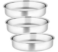Joyfair Lot de 3 moules à gâteau ronds de 20 cm en acier inoxydable pour rôtir du pain, des tartes et des brownies, finition miroir et passe au lave-vaisselle, design monobloc et 5 cm de profondeur