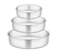 Joyfair Lot de 3 moules à gâteau, ronds, en acier inoxydable, 11/17/21 cm, pour anniversaire, mariage, Noël, monobloc, anti-fuite, non toxique et sain