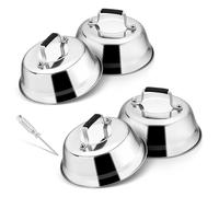 Joyfair Lot de 4 cloches à hamburger en acier inoxydable avec poignée en caoutchouc, cloche à fondre avec tournevis pour barbecue, steak, fromage, teppanyaki, extérieur et intérieur, charge lourde et