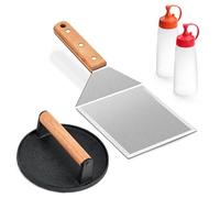 Joyfair Lot de 4 spatules pour barbecue 18/10 avec manche en bois