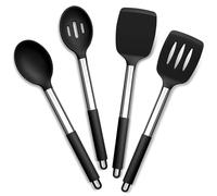 Joyfair Lot de 4 ustensiles de cuisine en silicone antiadhésifs avec spatule, spatule, cuillère et ustensiles de cuisine, idéal pour la cuisine, le mélange, le service, la friture, le mélange, le