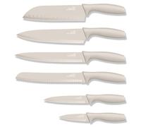 Joyfair Lot de 6 couteaux de cuisine anti-adhésifs en acier au carbone avec fourreau de protection, couteau à découper tranchant kaki, couteau à légumes pour couper/éplucher, inoxydable et facile à