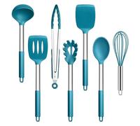 Joyfair Lot de 7 ustensiles de cuisine - Bleu - Antiadhésifs - Résistantes à la chaleur - Pour cuisiner/pâtisserie/flip - Facile à nettoyer et passe au lave-vaisselle
