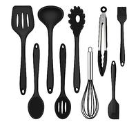 Joyfair Lot de 9 ustensiles de cuisine en silicone résistants à la chaleur - Avec spatule - Fouet - Pince à barbecue - Couverts de cuisine antiadhésifs pour la cuisson et la cuisson