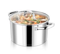 Joyfair Marmite en acier inoxydable de 20 cm avec fond à 3 couches et couvercle en verre, compatible avec tous les types de cuisinières, marmite à induction 3,7 l pour pâtes/soupe/ragoûts, saine et