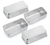 Joyfair Moule à Cake, 4 Pcs Moule à Pain Rectangulaire Boîte à Toasts Inoxydable, Moulle à Gâteau pour Pain Grillé, Cheesecake, Quiche, DéMoulage Rapide & Parfait - 23 x 12 x 6 cm