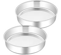 Joyfair Moule a Gateau, 2 Pièces Moule à Gâteau en Inoxydable, Rond Moule à Manqué, Moule à Genoise à Démoulage Rapide pour Gâteaux/Omelettes/Pizzas/Pain, Lavable au Lave-vaisselle (21cm)