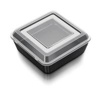 Joyfair Moule à gâteau carré de 20 cm en acier inoxydable anti-adhésif avec couvercle, idéal pour rôtir et stocker des brownies, lasagnes, fruits et restes, facile à démouler et à nettoyer, noir