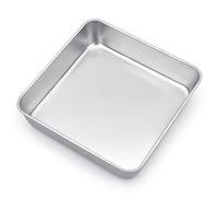 Joyfair Moule à gâteau carré, en acier inoxydable, 21 x 21 x 5 cm, parfait pour brownie/lasagnes/gâteaux, sain et durable, facile à nettoyer et passe au lave-vaisselle