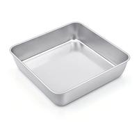 Joyfair Moule à gâteau carré, en acier inoxydable, 23,5 x 23,5 x 5 cm, parfait pour brownie/lasagnes/gâteaux, sain et durable, facile à nettoyer et passe au lave-vaisselle