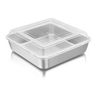 Joyfair Moule à gâteau carré en acier inoxydable de 20 cm avec couvercle, moule à gâteau carré de 20 cm, idéal pour lasagnes, brownies, sain et durable, finition mate et passe au lave-vaisselle