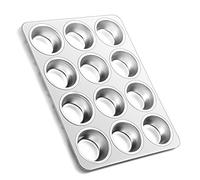 Joyfair Moule à muffins en acier inoxydable pour 12 muffins, moules à muffins 35 x 27 cm, moule à muffins pour cupcakes, brownies, pudding, gâteaux, non toxique et sain