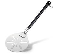 Joyfair Pelle à pizza tournante, pelle à pizza perforée en acier inoxydable avec poignée en métal, résistante à la chaleur, outil professionnel pour four avec poignée amovible pour faire coulisser,