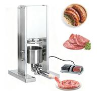 Joyfitness Poussoir à Saucisses, Machine a Saucisse, Verticale Presse à Saucisses Électrique, Conception Détachable, Acier Inoxydable, avec 3 Accessoires à Saucisses, Commande à Pédale, 220v