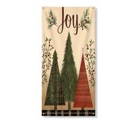 Joyful Holiday - Bannière décorative pour porte d'entrée - Arbres de Noël rustiques - Décoration de porte d'entrée - Fournitures saisonnières d'intérieur et d'extérieur - 91,4 x 183 cm