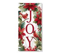 Joyful Holiday - Bannière décorative pour porte - Poinsettia rouge - Décoration d'intérieur et d'extérieur - Fournitures de fête de Noël - 91,4 x 183 cm