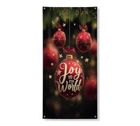 Joyful Holiday Couverture de porte Bannière décorative, ornements festifs rouges et étoiles décoration de porte d'entrée, fournitures de fond de Noël à suspendre pour intérieur ou extérieur, 91,4 x