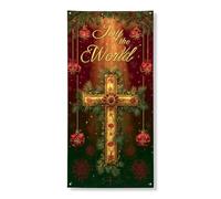 Joyful Holiday Couverture de porte décorative avec motif de croix de Noël pour intérieur ou extérieur 91,4 x 183 cm