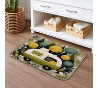 Joyful Nature Tapis de bain fantaisie avec personnages de caravane - Absorbant, antidérapant et confortable en mousse à mémoire de forme - Lavable - 40,6 x 61 cm