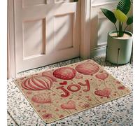 Joyful Paillasson en forme de ballon, motif cœurs de pêche, pour intérieur et extérieur, décoration saisonnière, imperméable, antidérapant, absorbant la poussière, facile à nettoyer, 73 x 43 cm