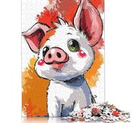 Joyful Piglet Puzzles 1000 Pieces Cadeau Unique Jeu Éducatif Challenge Toy À De Qualité Supérieure Peinture Art pour Adultes Et Enfants 1000pcs (75x50cm)