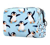 Joyful Pingouins Trousse à cosmétiques pour femme, trousse de toilette de voyage, grande pochette de maquillage pratique avec fermeture éclair, multicolore, 18.5x7.5x13cm/7.3x3x5.1in, Trousse de