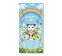 Joyful Rainbow Couverture de porte Bannière décorative, animaux floraux ludiques, décoration de porte d'entrée, intérieur ou extérieur, fournitures de vacances de printemps 91,4 x 183 cm