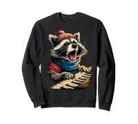Joyful Raton Laveur Jouant du Piano Animal de la forêt Pianiste de Noël Sweatshirt