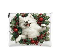 Joyful Trousse de maquillage pour femme, trousse de toilette de Noël portable en toile avec fermeture éclair, 17,8 x 22,9 cm