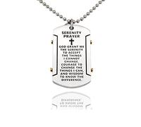 Joyfulle Collier avec pendentif plaque d'identité prière de sérénité, cadeau fait main pour femme avec carte de vœux inspirante, ton argent