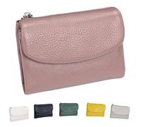 Joyfullygo Wallet，Unisex Pebble Leather Wallet，Soft Portable with Credit Card Holder Anti-Theft Brush，Large Capacity Waterproof Bi-Fold Leather Coin Purse (Pink)