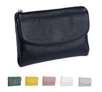Joyfullygo Wallet，Unisex Pebble Leather Wallet，Soft Portable with Credit Card Holder Anti-Theft Brush，Large Capacity Waterproof Bi-Fold Leather Coin Purse (Black)