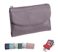 Joyfullygo Wallet，Unisex Pebble Leather Wallet，Soft Portable with Credit Card Holder Anti-Theft Brush，Large Capacity Waterproof Bi-Fold Leather Coin Purse (Light Purple)