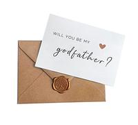 Joyfulmap Carte « Will You Be My Godfather », « Be My Godfather » avec enveloppe kraft et sceau de cire, lettrage élégant imprimé sur du papier cartonné épais, cartes de demande pour parrain