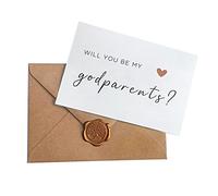 Joyfulmap Carte Will You Be My Godparents, Be My Godparents avec enveloppe kraft et sceau de cire, lettrage élégant imprimé sur du papier cartonné épais, cartes de demande en parrains